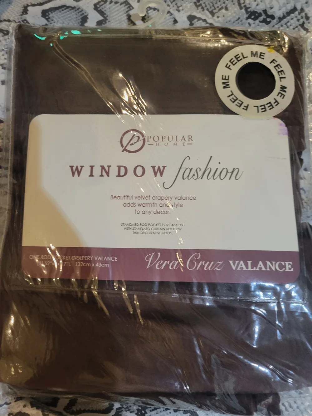 Popular Home Vera Cruz Velvet Window Valance - Brown